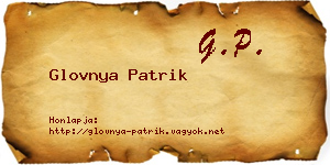 Glovnya Patrik névjegykártya